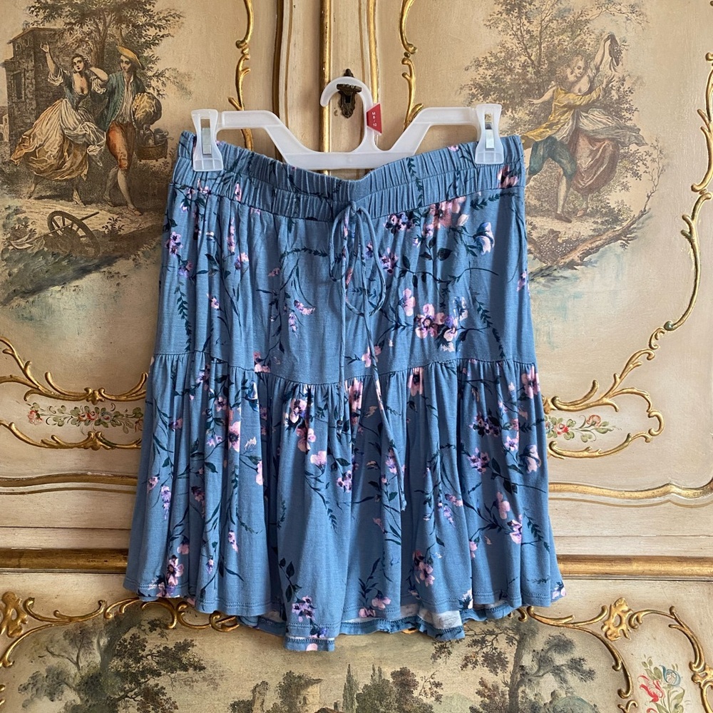 Reborn J Blue Floral Mini Skirt